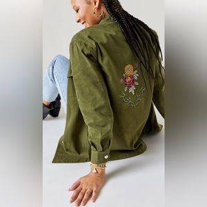 Francesca Olive Green Embroidery Long sleeve Shirt